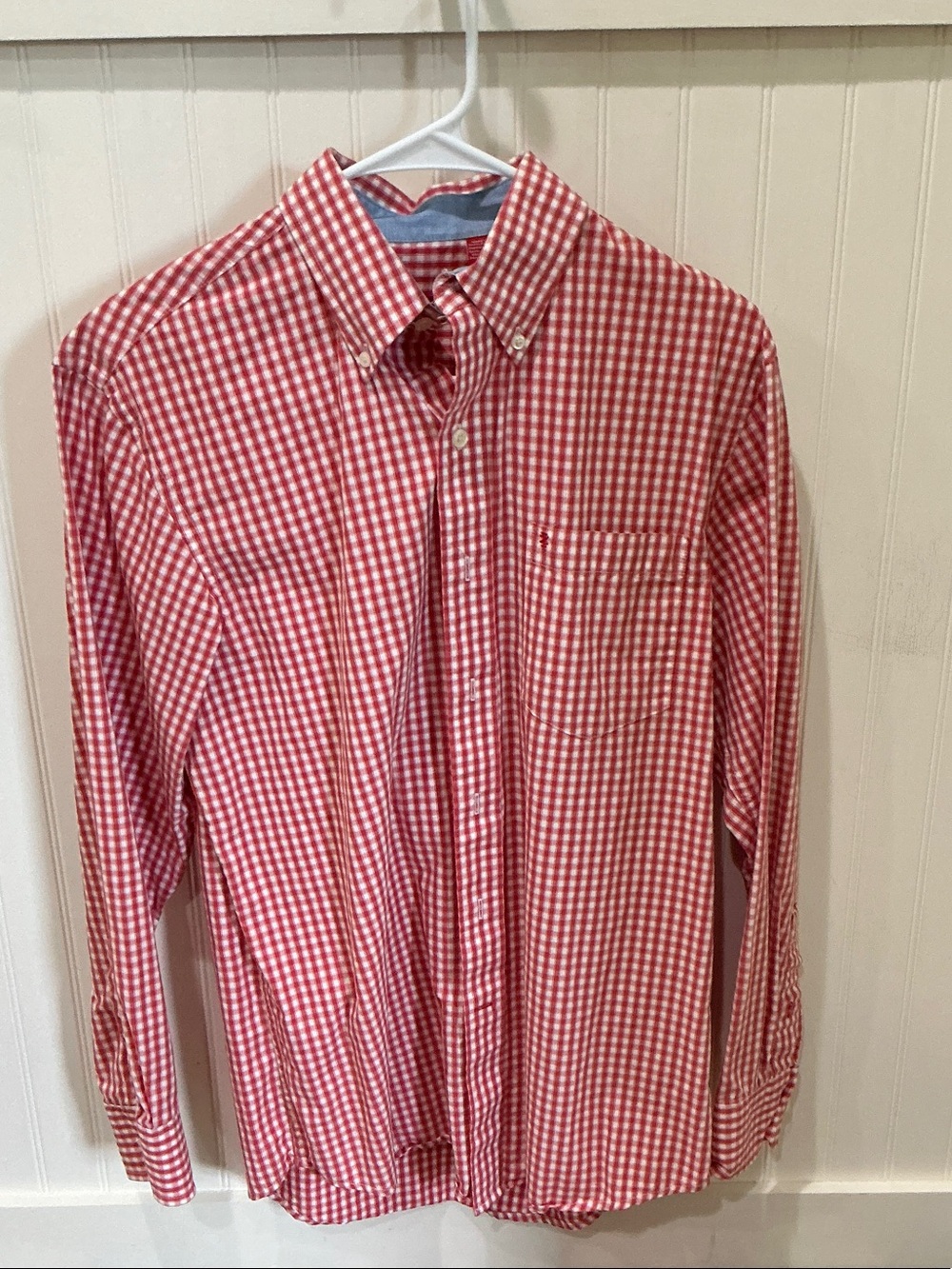 Izod Red and White Gingham Button-Down Shirt